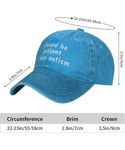 Please Be Patient I Have Autism Baseball Cap Adjustable Classic Vintage Baseball Cap for Men Women Black Blue $16.79 Cowboy Hats