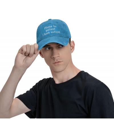 Please Be Patient I Have Autism Baseball Cap Adjustable Classic Vintage Baseball Cap for Men Women Black Blue $16.79 Cowboy Hats