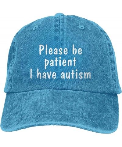 Please Be Patient I Have Autism Baseball Cap Adjustable Classic Vintage Baseball Cap for Men Women Black Blue $16.79 Cowboy Hats