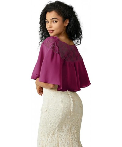 Women's Soft Chiffon Floral Lace Scarf Shawl Wraps for Wedding Evening Dress Wedding Cape Bolero Cover Up Purple $11.20 Scarves