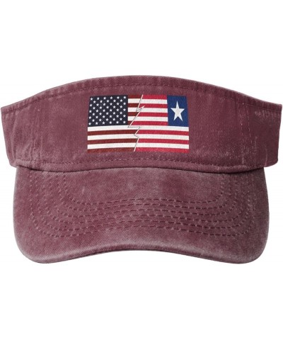 Ripped Style American and Florida Provisional Sun Visor Hats for Women Men Adjustable Cotton Sun Hat Golf Cap Red $11.94 Sun ...