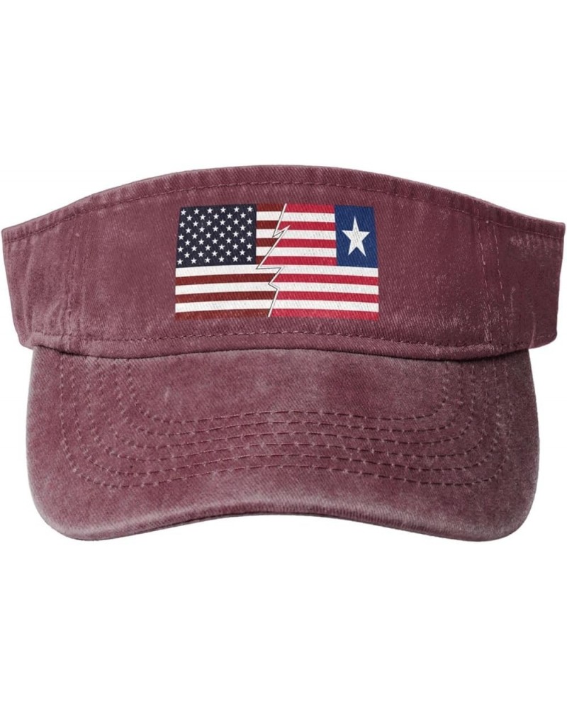 Ripped Style American and Florida Provisional Sun Visor Hats for Women Men Adjustable Cotton Sun Hat Golf Cap Red $11.94 Sun ...