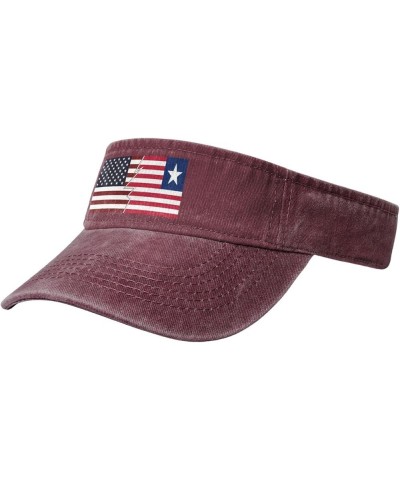 Ripped Style American and Florida Provisional Sun Visor Hats for Women Men Adjustable Cotton Sun Hat Golf Cap Red $11.94 Sun ...