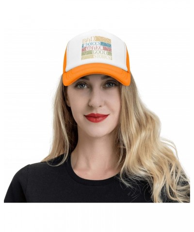 Bad Choices Make Good Stories Funny Baseball Hats for Men Adjustable Gift for Women Trucker Cap Orange $9.73 Baseball Caps