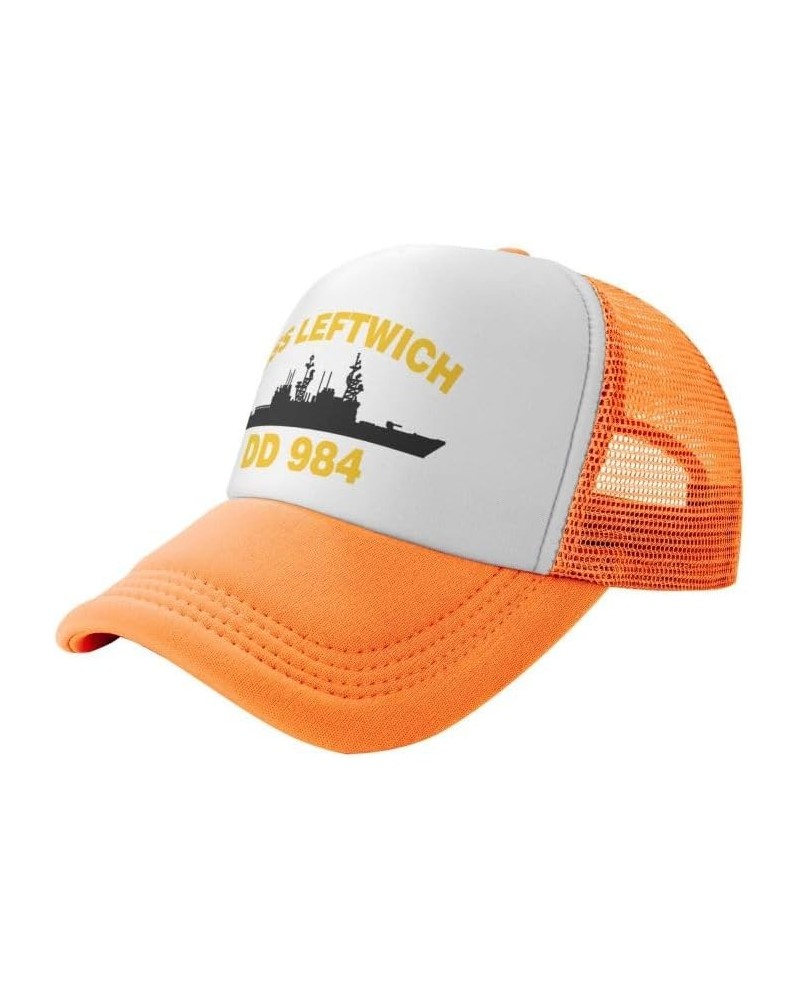 USS Leftwich DD 984 Flag-Baseball Caps Denim Hats Cowboy Knit hat Fisherman's hat Orange $16.13 Baseball Caps