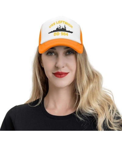 USS Leftwich DD 984 Flag-Baseball Caps Denim Hats Cowboy Knit hat Fisherman's hat Orange $16.13 Baseball Caps