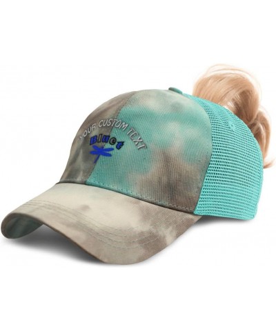 Womens Ponytail Cap Bluet Insects Nature Cotton Biology Distressed Trucker Hat Tie Dye Aqua Personalized Text Here $12.60 Bas...