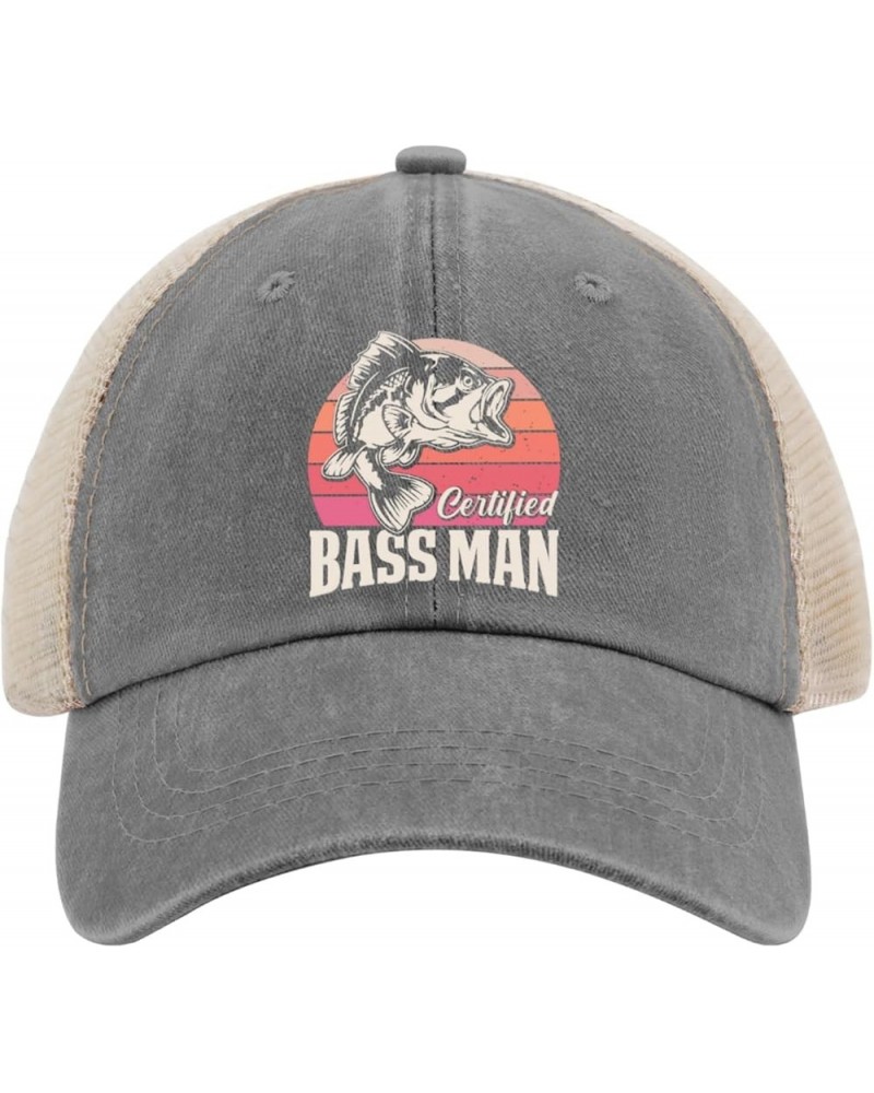 Certified Bass Man Sun Hat Womens Blue Hat Custom Hat Gifts for Grandma Cycling Cap Gray02 $10.39 Sun Hats