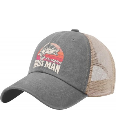 Certified Bass Man Sun Hat Womens Blue Hat Custom Hat Gifts for Grandma Cycling Cap Gray02 $10.39 Sun Hats