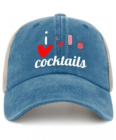 I Love Cocktails Hat Women Fashionable Trucker Hats Men AllBlack Cycling Cap Plain Unique Gifts for Real Housewives Lake Blue...