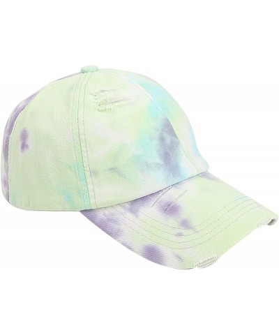 Tie Dye Ink Painting Hat Women Backs Caps for Men Mesh Baseball Hat Cap Hole Yellow $6.82 Baseball Caps