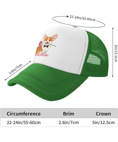 Mesh Dad Hat Adjustable Washed Corgi Dog with Rose Baseball Dad Cap Funny Ball Trucker Cap for Women Men Corgi Dog With Rose ...