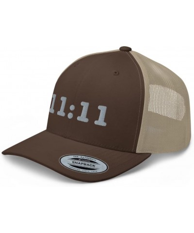 11:11 Trucker Hat Mid Crown Curved Bill Trendy Eleven Eleven Hat Spiritual Sincronicity Awaken Number Brown/ Khaki $19.22 Bas...