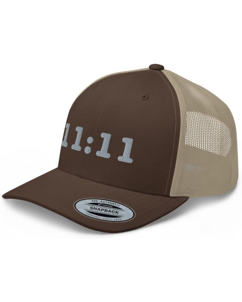 11:11 Trucker Hat Mid Crown Curved Bill Trendy Eleven Eleven Hat Spiritual Sincronicity Awaken Number Brown/ Khaki $19.22 Bas...