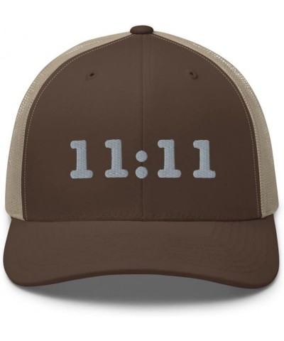 11:11 Trucker Hat Mid Crown Curved Bill Trendy Eleven Eleven Hat Spiritual Sincronicity Awaken Number Brown/ Khaki $19.22 Bas...