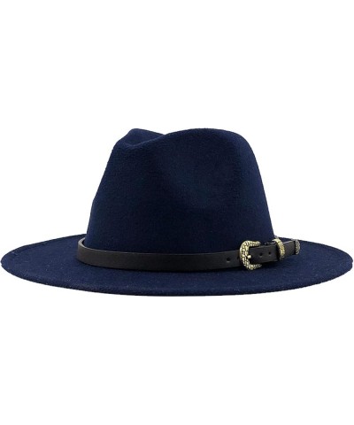 Women Men Fedora Hat Wide Brim Trilby Hat with Belt Buckle British Style Vintage Panama Hat Fashion Jazz Hats 16 $17.15 Fedoras