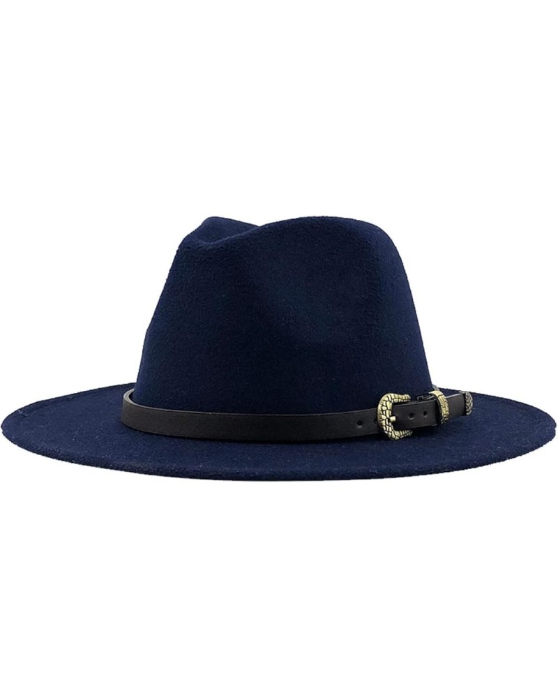 Women Men Fedora Hat Wide Brim Trilby Hat with Belt Buckle British Style Vintage Panama Hat Fashion Jazz Hats 16 $17.15 Fedoras