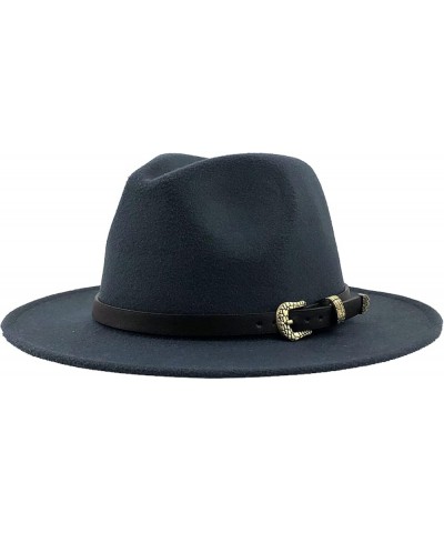 Women Men Fedora Hat Wide Brim Trilby Hat with Belt Buckle British Style Vintage Panama Hat Fashion Jazz Hats 16 $17.15 Fedoras