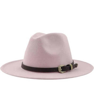 Women Men Fedora Hat Wide Brim Trilby Hat with Belt Buckle British Style Vintage Panama Hat Fashion Jazz Hats 16 $17.15 Fedoras