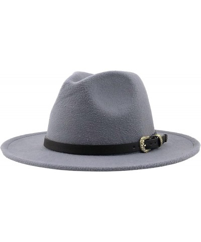 Women Men Fedora Hat Wide Brim Trilby Hat with Belt Buckle British Style Vintage Panama Hat Fashion Jazz Hats 16 $17.15 Fedoras