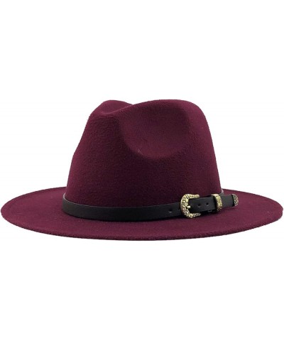 Women Men Fedora Hat Wide Brim Trilby Hat with Belt Buckle British Style Vintage Panama Hat Fashion Jazz Hats 16 $17.15 Fedoras