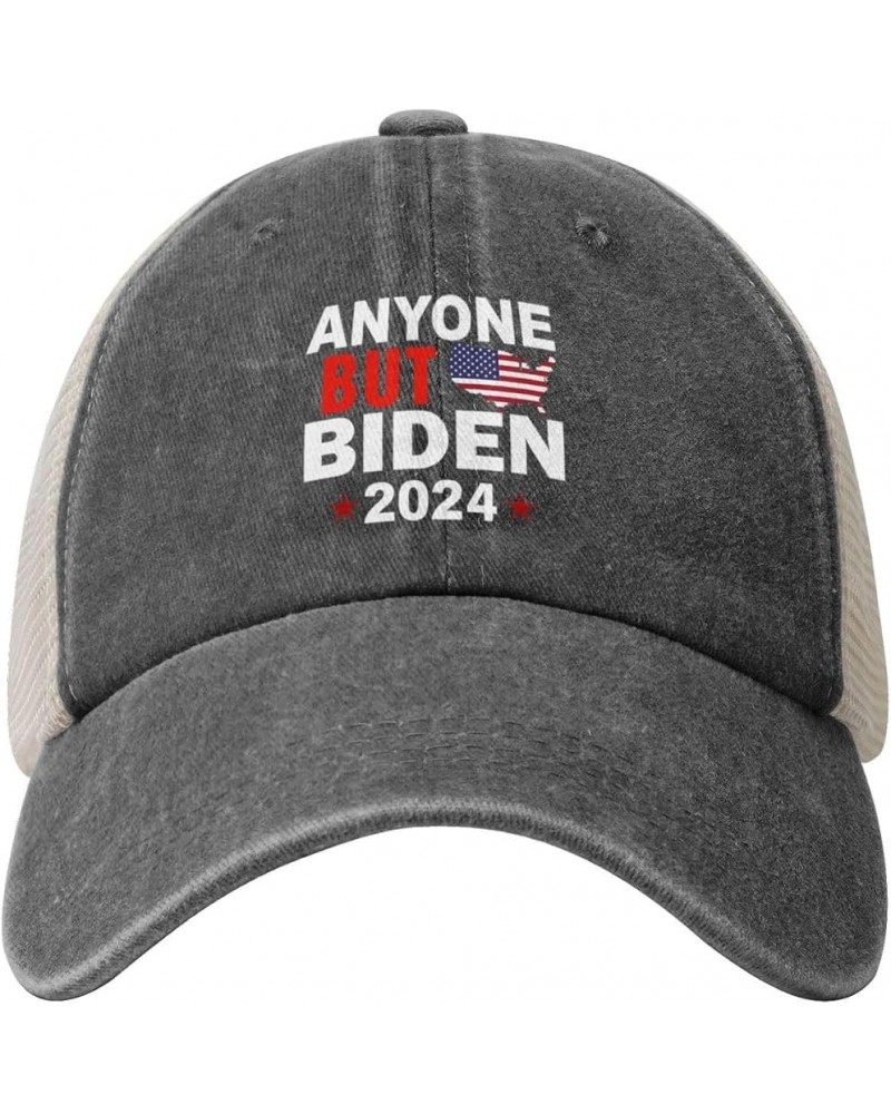 Anybody But Biden President 2024 Anti Biden Cowboy Hat Men Vintage Mesh Baseball Cap Women Trucker Hat Sun Hat Black Deep Hea...