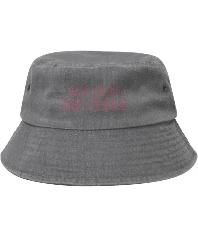 Hot Girls Hit Curbs Washed Denim Bucket Hat Washed Denim Fishing Cap Cotton Vintage Foldable Sunhat Gray $9.63 Bucket Hats