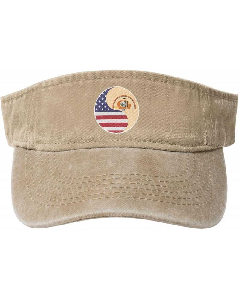 Yin Yang Flag Combination of America and Navajo Sun Visor Hats for Women Men Adjustable Cotton Sun Hat Golf Cap Natural $13.6...