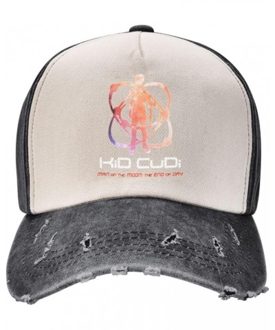 Kid Music Cudi Baseball Cap Washed Low Profile Distressed Dad Hat Unisex Denim Adjustable Cap Dark Red Black and White $10.97...