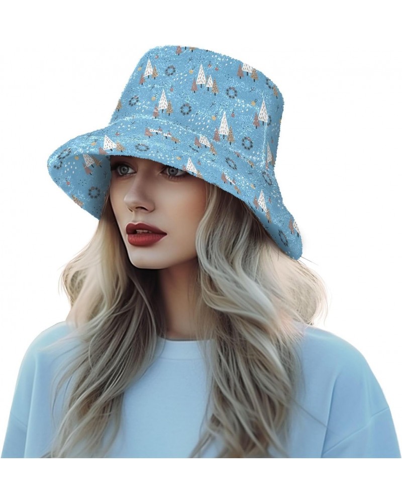 Merry Christmas Fuzzy Bucket Hat for Women Fisherman Cap Faux Fur Hat for Skiing Sports $10.56 Bucket Hats