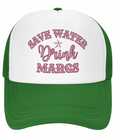 Save Water Drink Margs Mesh Hat Black Snapback Baseball Cap Trucker Hat for Men Women Green $13.19 Baseball Caps