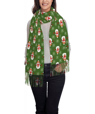 Merry Christmas Cute Santa Pattern 2023 Tassel Scarf Wraps Fashion Fringed Scarves Classic Winter Warm Shawl Scarf Gifts $11....