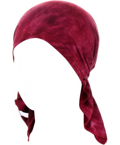 Womens Casual Tie Dye Head Scarf Hat Headwear Muslim Turban Cap Headwrap Beanie Turban Cap Turban for Women Wine $5.73 Skulli...