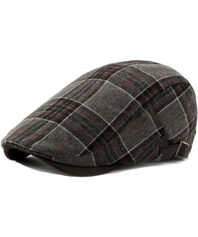 Mens Striped Plaid Flat Gatsby Newsboy Hats Autumn Winter Retro Peaked Beret Cap Casual Cabbie Caps for Men Black Gray-stripe...