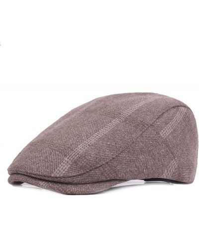 Mens Striped Plaid Flat Gatsby Newsboy Hats Autumn Winter Retro Peaked Beret Cap Casual Cabbie Caps for Men Black Gray-stripe...