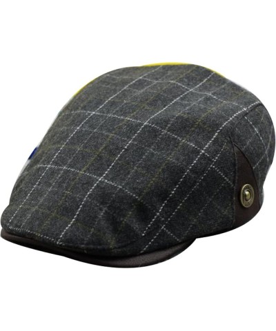 Mens Striped Plaid Flat Gatsby Newsboy Hats Autumn Winter Retro Peaked Beret Cap Casual Cabbie Caps for Men Black Gray-stripe...