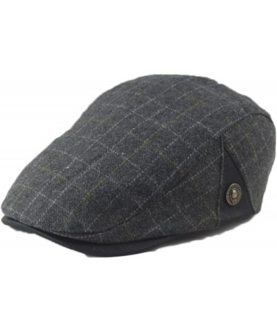 Mens Striped Plaid Flat Gatsby Newsboy Hats Autumn Winter Retro Peaked Beret Cap Casual Cabbie Caps for Men Black Gray-stripe...