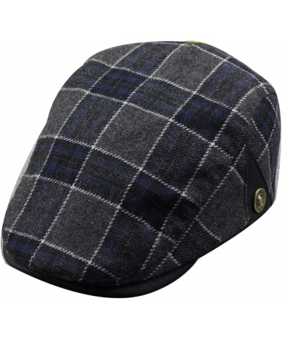 Mens Striped Plaid Flat Gatsby Newsboy Hats Autumn Winter Retro Peaked Beret Cap Casual Cabbie Caps for Men Black Gray-stripe...