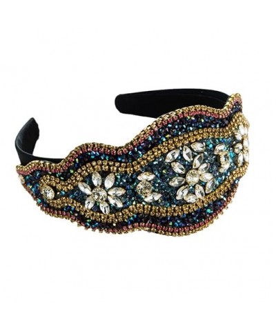 Wide Rhinestone Headband Ladies Headwear Exaggerated Baroque Party Hair Accessories Headwear Blue Blue $12.74 Headbands