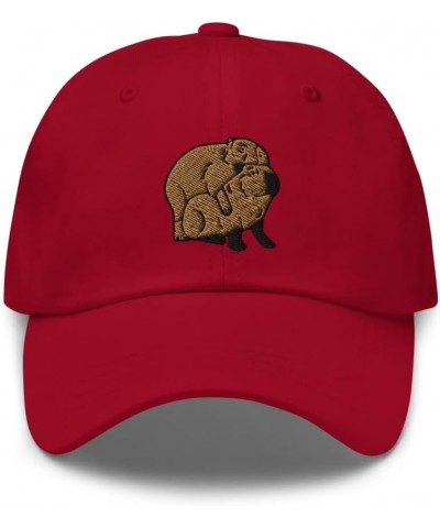 Capybara Hat, Capybara Lovers Hat, Capybara Embroidered Hat, Capybara Couple Dad hat Cranberry $21.35 Baseball Caps