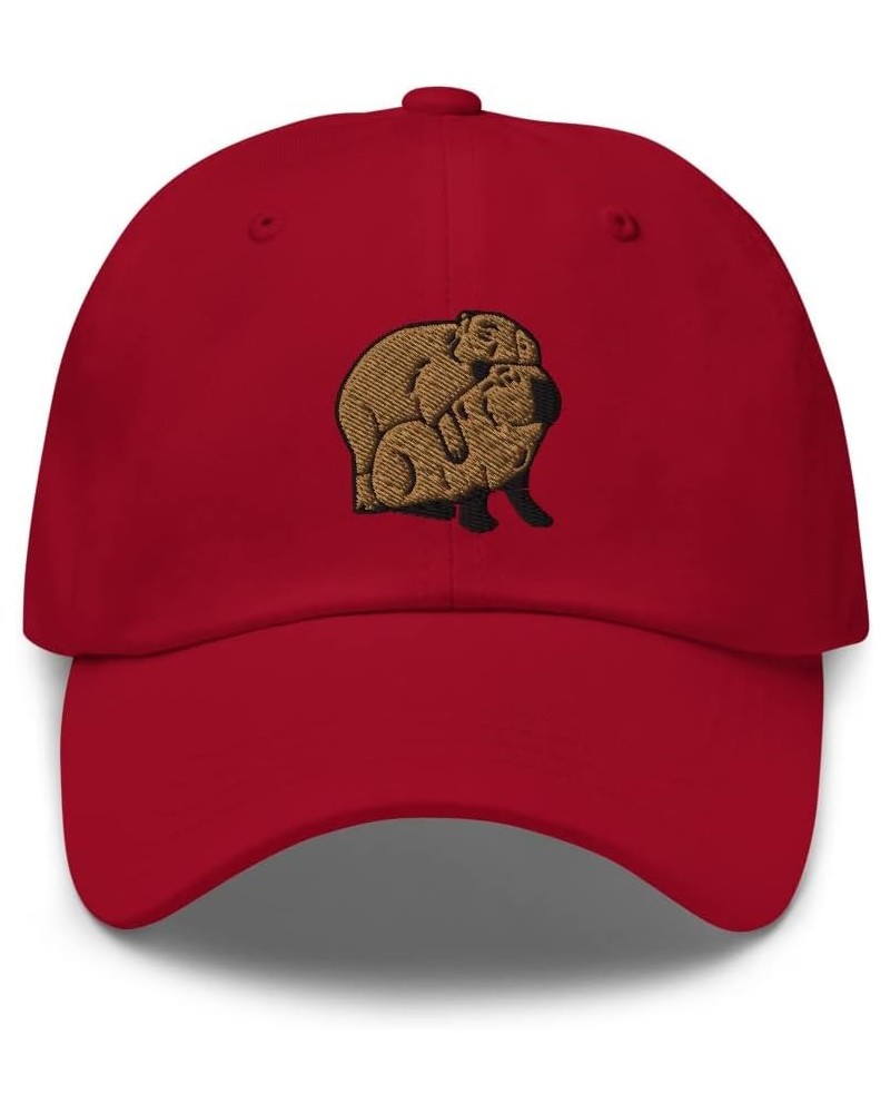 Capybara Hat, Capybara Lovers Hat, Capybara Embroidered Hat, Capybara Couple Dad hat Cranberry $21.35 Baseball Caps