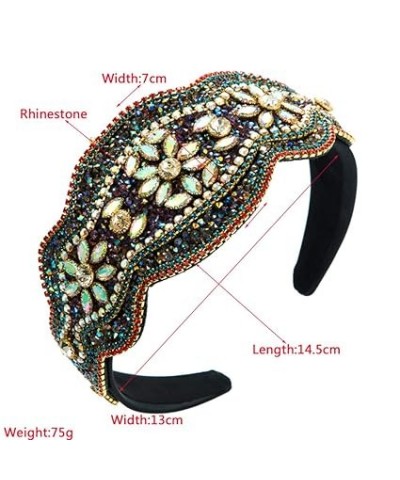 Wide Rhinestone Headband Ladies Headwear Exaggerated Baroque Party Hair Accessories Headwear Blue Blue $12.74 Headbands