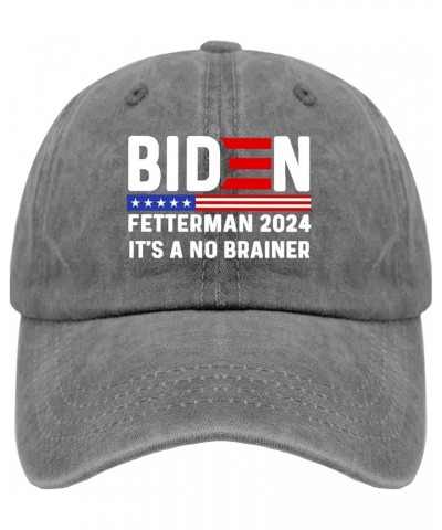 Biden Fetterman 2024 It's A No Brainer Hat for Womens Baseball Caps Fashion Washed Dad Hats Pigment Gray $10.06 Cowboy Hats