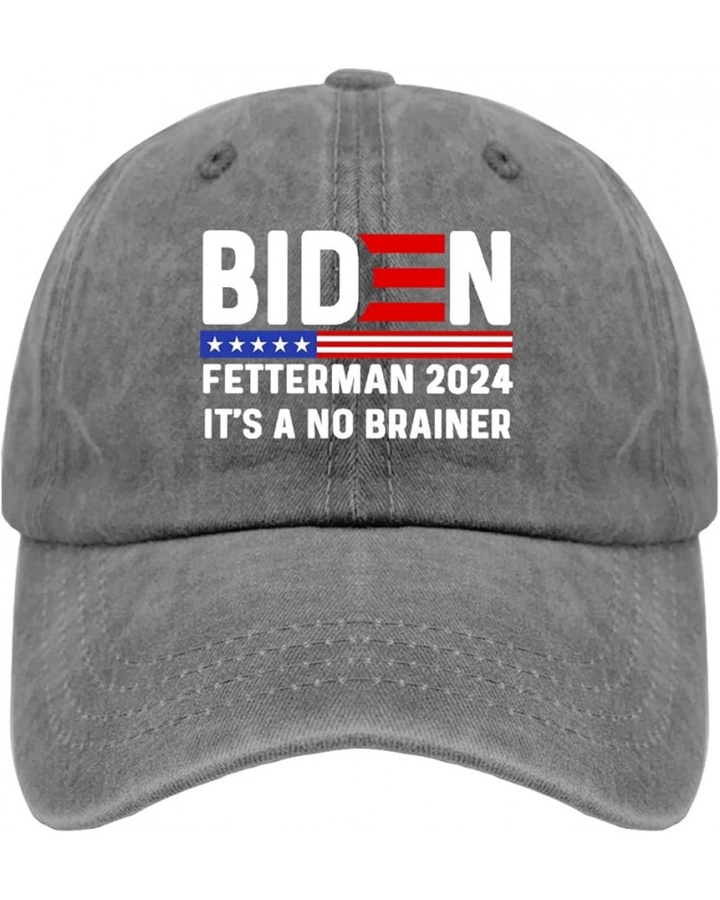 Biden Fetterman 2024 It's A No Brainer Hat for Womens Baseball Caps Fashion Washed Dad Hats Pigment Gray $10.06 Cowboy Hats