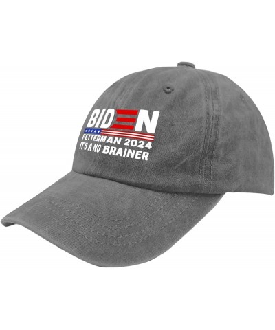 Biden Fetterman 2024 It's A No Brainer Hat for Womens Baseball Caps Fashion Washed Dad Hats Pigment Gray $10.06 Cowboy Hats