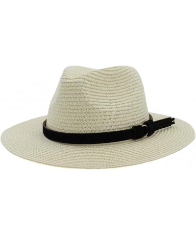 Women Mens Summer Straw Sun Hat Panama Church Jazz Hats Beach Vacation Hats Milk White $19.23 Sun Hats