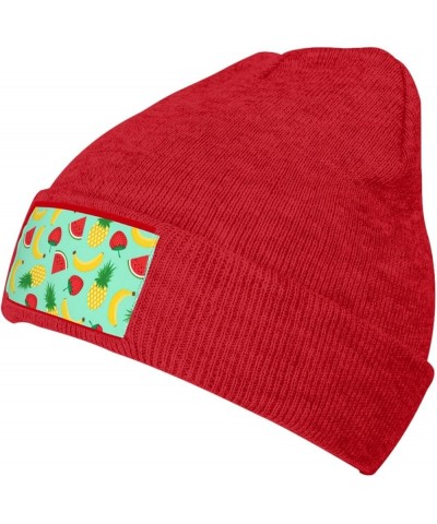 Banana Strawberry Pineapple Print Elastic Knitted Hat Multifunction Outdoor Daily Beanie for Men Women Soft Warm Red $10.39 S...