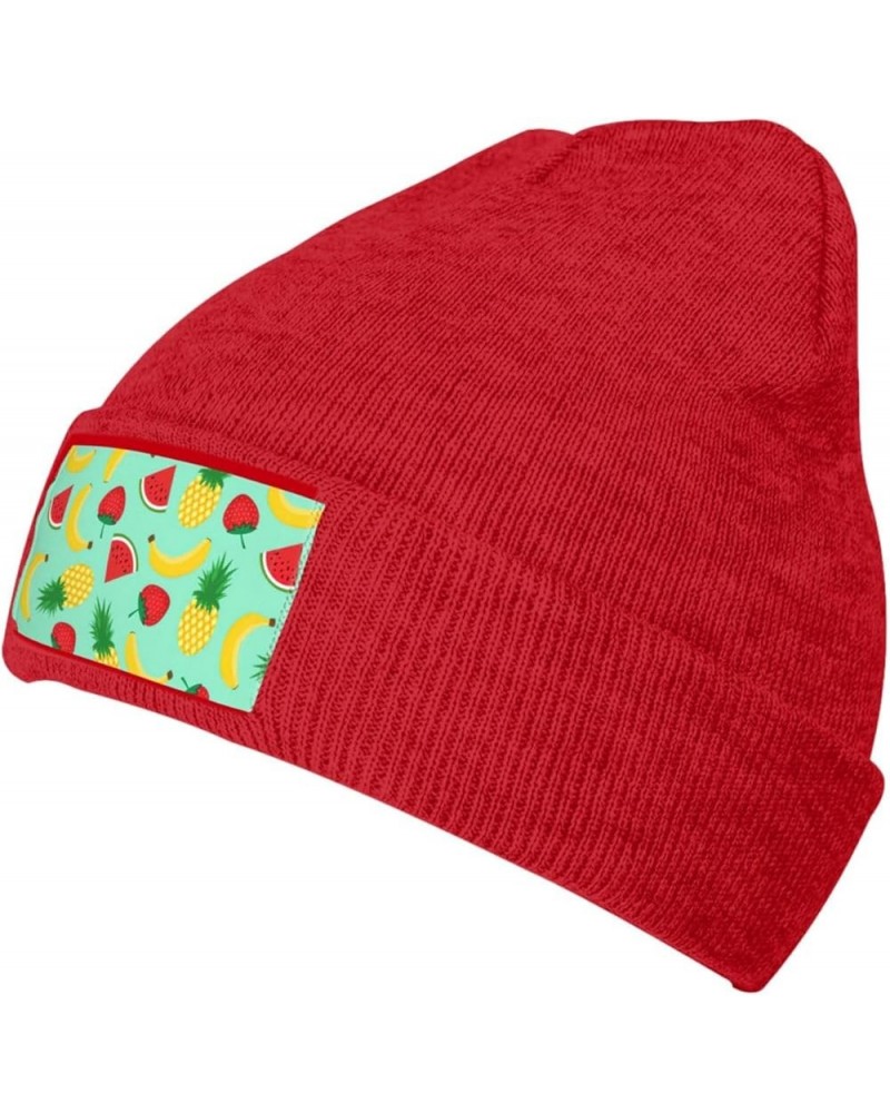 Banana Strawberry Pineapple Print Elastic Knitted Hat Multifunction Outdoor Daily Beanie for Men Women Soft Warm Red $10.39 S...