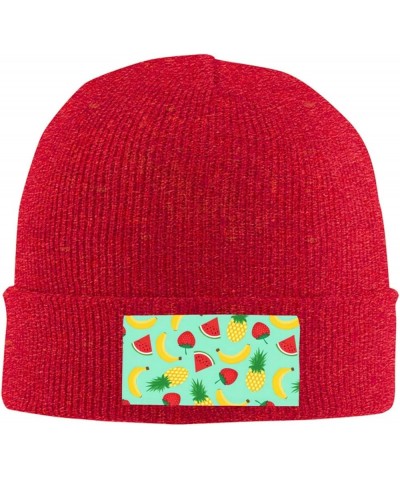 Banana Strawberry Pineapple Print Elastic Knitted Hat Multifunction Outdoor Daily Beanie for Men Women Soft Warm Red $10.39 S...