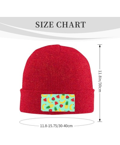 Banana Strawberry Pineapple Print Elastic Knitted Hat Multifunction Outdoor Daily Beanie for Men Women Soft Warm Red $10.39 S...